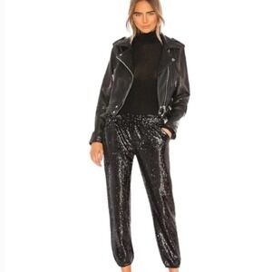David Lerner Sequin Jogger Pants Black Small